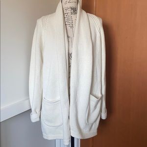 J.Crew+CreamCardigan+Sz M+Cotton/Wool Blend